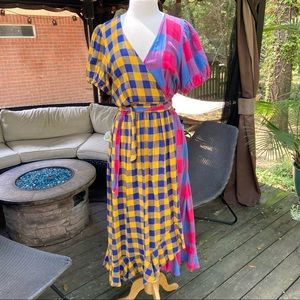 Urban outfitters buffalo plaid wrap dress